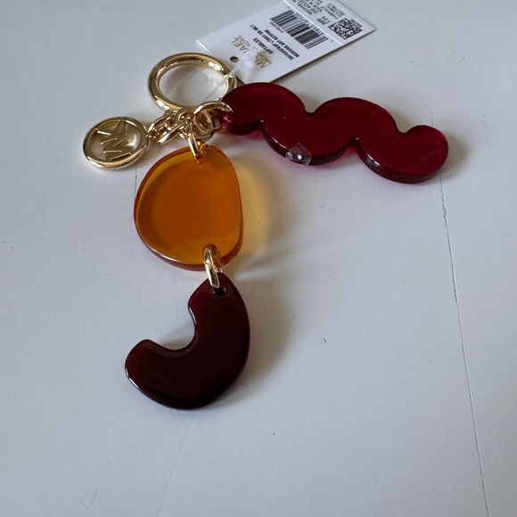 NWT Micheal Kors abstract Modern Art Keyfob Key chain / bag charm black & browns - Picture 2 of 4